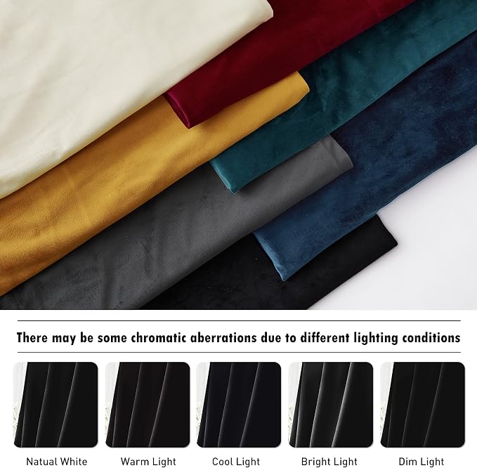 RYB HOME Velvet Curtains 108 inches - Blackout Heavy Duty Curtains Soft Luxury Back Tap Window Covering Privacy Blinds for Kids Room Bathroom Bedroom, Black, W52 x L108 inches, 2 Panels