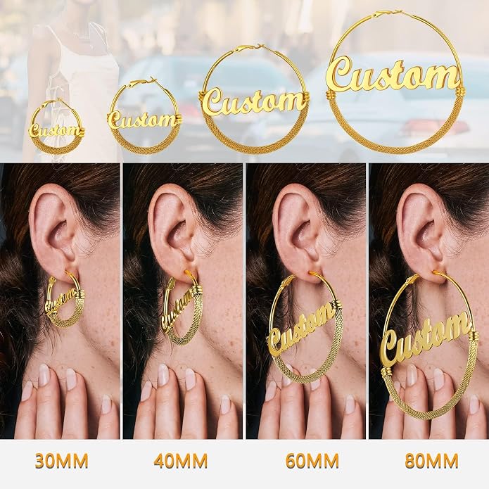 PROSTEEL 30/40/60/80/100mm Chunky Hoop Earrings For Women Gold Plated/Black Stainless Steel Hoops Earrings Statement Jewelry