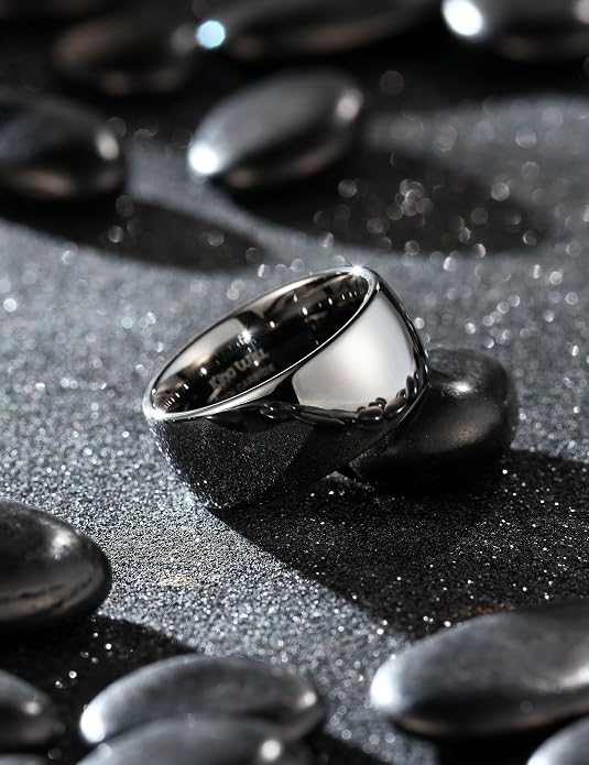 King Will Tungsten Carbide Wedding Band for Men Women Promise Rings for Couples Domed High Polish