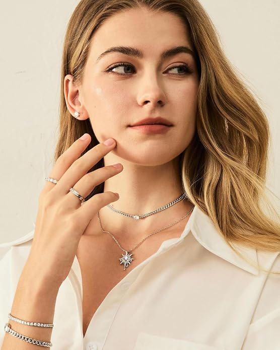 FANCIME Soluna Nexus Necklace for Women Sterling Silver Moon Jewelry Sun Pendant Fine Jewelry Gemstone Birthday Mothers Day Gifts for Wife