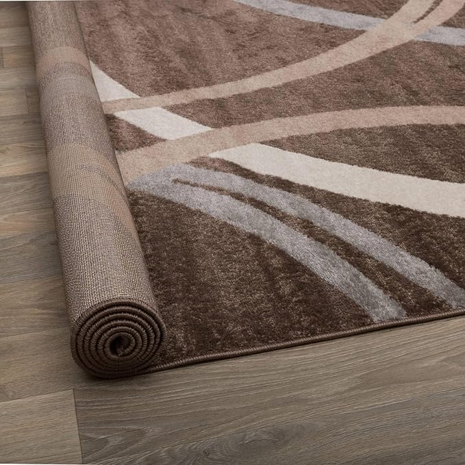 Rugshop Wavy Circles Modern Non-Shedding Accent Area Rug Brown 2' x 3'