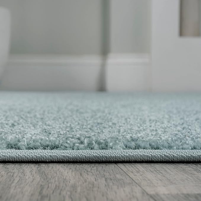 JONATHAN Y Haze Solid Low-Pile Aqua Blue Runner Rug 2x10, Coastal,Bohemian,Minimalist,Classic, Easy-Cleaning for Living Room,Bedroom,Kitchen,Pet Friendly,Non-Shedding (SEU100S-210)