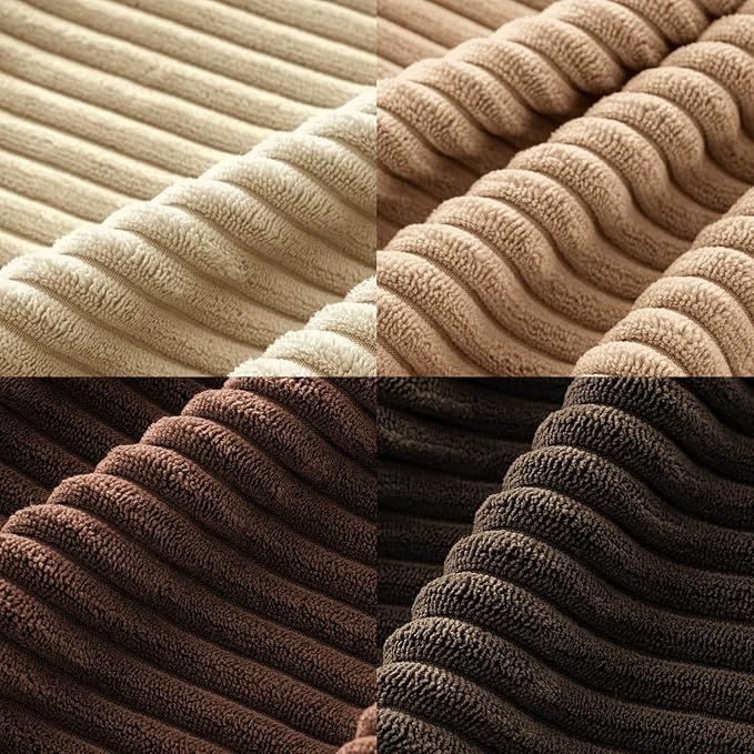 MIULEE Boho Farmhouse Throw Pillow Covers 20x20 Inch Set of 4 Rustic Mordern Neutral Cushion Covers Soft Corduroy Nordic Fall Home Decor for Couch Bed Sofa Living Room Dark Brown