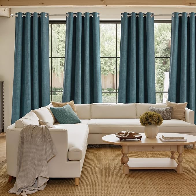 NICETOWN Greyish Blue Room Darkening Curtains 84 inches Long for Living Room - Privacy Panels for Bedroom, Modern Farmhouse Style Home Decor Grommet Top, 2 Panels, W42 by L84