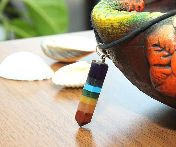 AYANA Chakra Pendant Necklace | Rainbow Gemstone for Spiritual Dowsing, Reiki, Yoga & Meditation | Authentic Jewelry for Men & Women