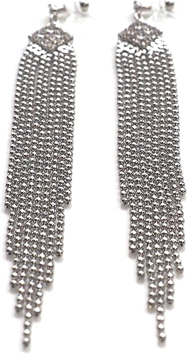 Dangle Silver Invisible Clip On Earrings for Women Not Pierced Gold Crystal Rhinestone Comfortable Hoop Fringe Long Chain Clip On Earrings