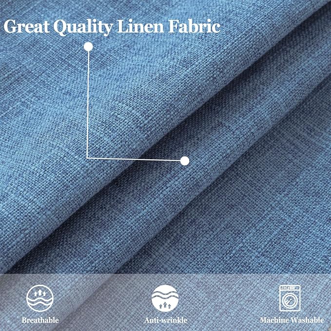 decorUhome Blue Faux Linen Outdoor Throw Pillow Covers 24x24 Set of 2 | Fall Decorative Textured Neutral Modern Farmhouse Pillow Covers with Stitched Edge for Couch Sofa Bed Living Room