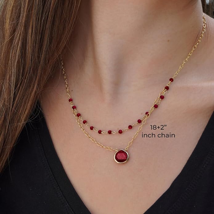 Layering Necklace for Women, Premium Layered Gold Healing Crytsal Necklaces - Tarnish Free 18K Gold Vermeil Certified S925 Classic Stack Necklace Gold Jewelry for Women - Mothers Day Gifts for Mom Wife