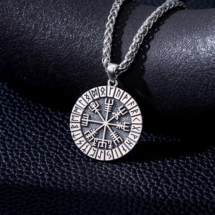 Viking Necklace for Men 925 Sterling Silver Norse Viking Pendant Norse Jewelry for Dad Husband, w/Stainless Steel Chain 22"+2"