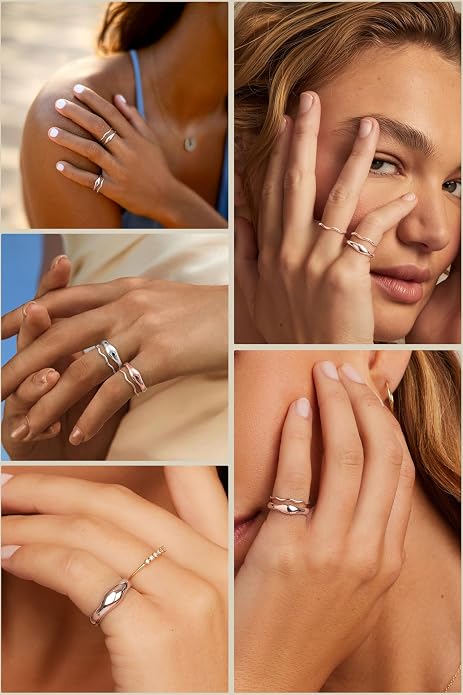 Gold Rings for Women Men Non Tarnish, Waterproof Chunky 14K Gold Plated Dainty Stackable Rings Trendy Statement Pinky Thumb Rings Engagement Eternity Wedding Band Ring Stacking Gold Jewelry Size 3 4 5 6 7 8 9 10 11