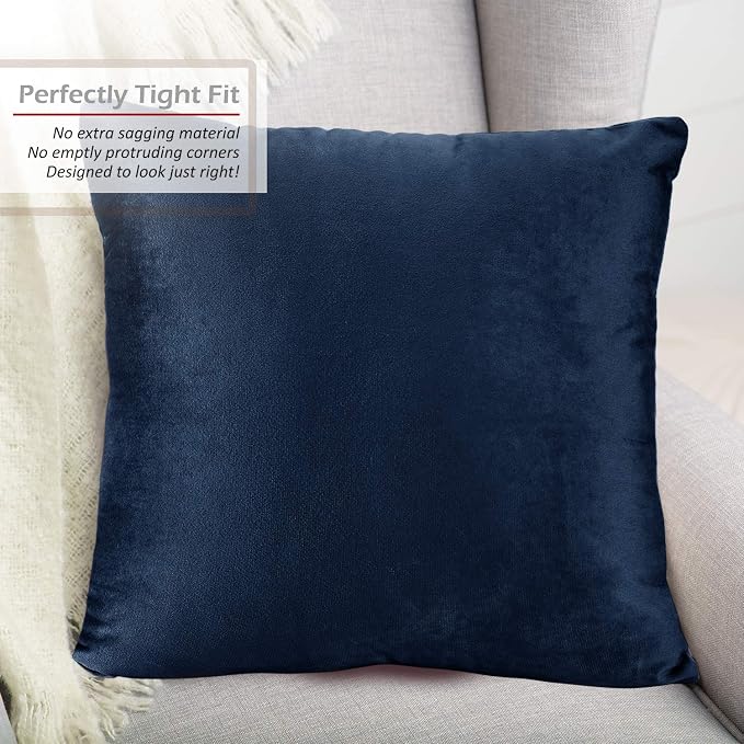Nestl Throw Pillow Covers, Cozy Velvet Decorative Navy Pillow Covers 20 x 20 Inches, Soft Solid Couch Pillow Covers for Sofa, Bed and Car, Set of 2