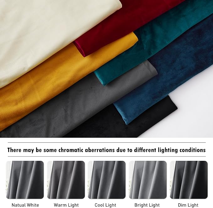 RYB HOME Grey Velvet Curtains 102 inches, Back Tab Soft Fabric Room Darkening Thermal Insulated Luxurious Home Decor Curtains for Living Room Bedroom, W 52" x L 102", 2 Panels Set