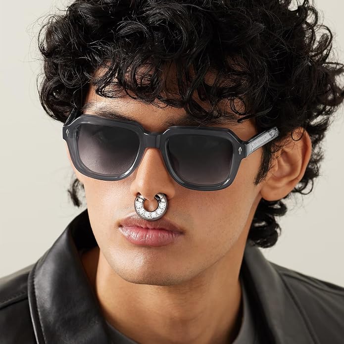 BodyBonita G23 Titanium 0G 2G 4G 6G 8G 10G 12G 14G CZ Septum Rings PA Nose Hoops Clicker Ear Weights for Stretched Ear Piercing Jewelry 10mm 12mm Silver/Gold/Black