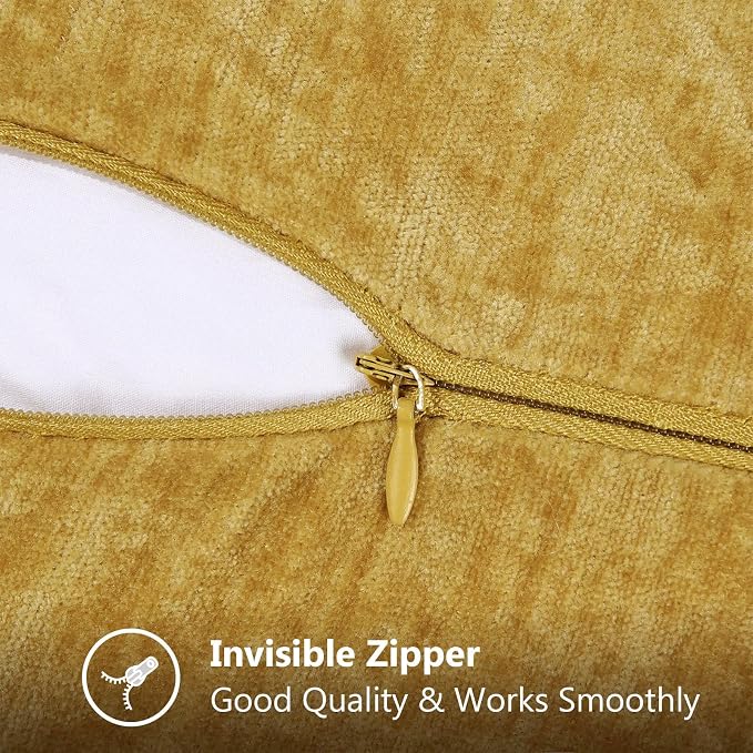 decorUhome Soft Chenille Throw Pillow Covers 12x20 Set of 2 Mineral Yellow | Fall Textured Decorative Throw Pillow Cases Stitched Edge Modern Farmhouse Luxury Boho Velvet for Couch Sofa Bed Home Decor