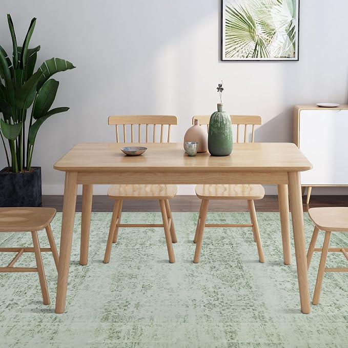 6x9 Vintage Washable Area Rug, Light Green | Living Room,Low Pile Non Slip Carpet Non-Shedding Soft Indoor Stain Resistant Floral Print Mat for Bedroom Dining Room