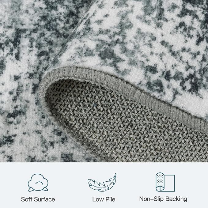 Lofus 9x12 Area Rug for Living Room, Grey Abstract Large Rugs with Non-Slip Backing, Neutral Modern Washable Carpet for Bedroom Dining Room Home Office Nursery Indoor