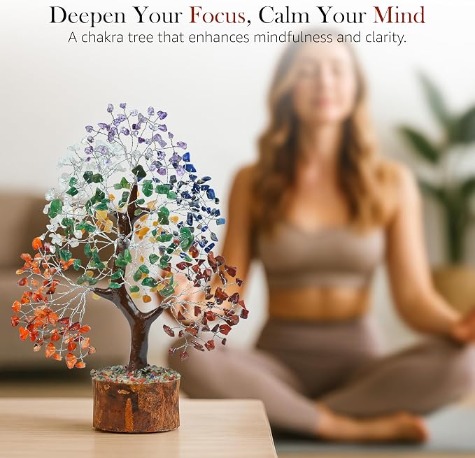 Crocon® 7 Chakra Tree of Life - Crystals and Healing Stones | Positive Energy, Feng Shui Money Tree | 10-12 inch | Reiki Meditation Home Office Decor, Birthday Gifts for Women, Mom, Sister & Friends