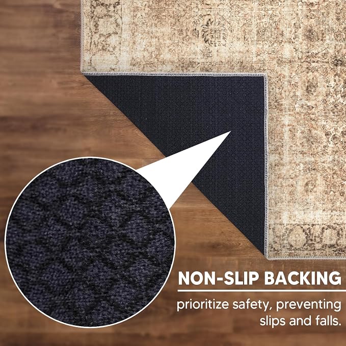 Keen Home Design 30"x120" Rug - Machine Washable Runner Rug with Non-Slip Backing, Ideal for Hallway, Entryway, Kitchen, Laundry Room - Vintage, Easy Clean, Durable, Low Pile - (2'6" x 10')