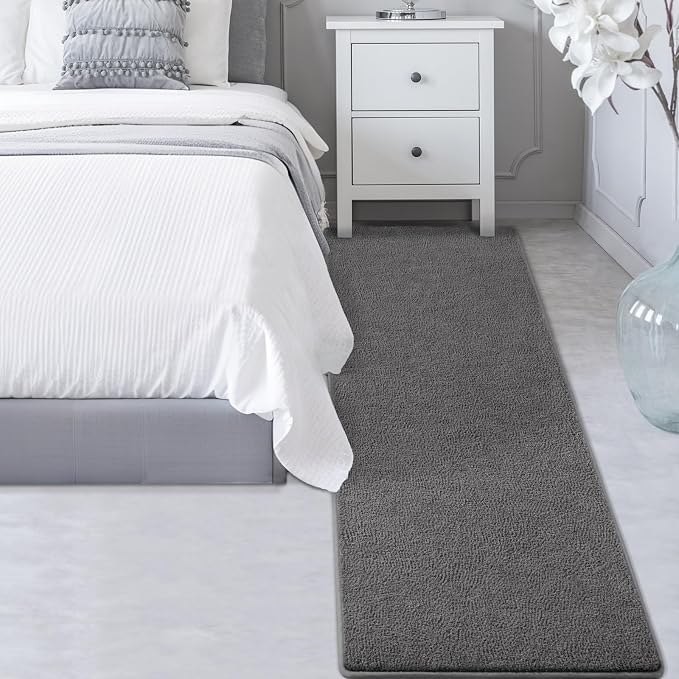 Gifeas Ultra Soft Modern Runner Rugs for Living Room Bedroom, 2x6 Feet Dark Grey Thickened Memory Foam Indoor Solid Minimalist Carpets, Non-Slip Comfy Area Rug for Boys Girls Nursery Room Home Decor