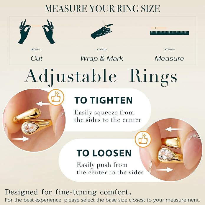 Non Tarnish Gold Chunky Rings for Women, 14K Gold Plated Statement Dome Rings Stacking Silver, Adjustable Mens Eternity Wedding Band Mixed Metal Jewelry Size 3-13