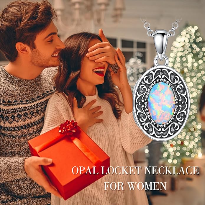 PELOVNY Locket Necklace That Holds Pictures 925 Sterling Silver Photo Locket Pendant Birthday Christmas Memorial Jewelry Gifts for Women Men
