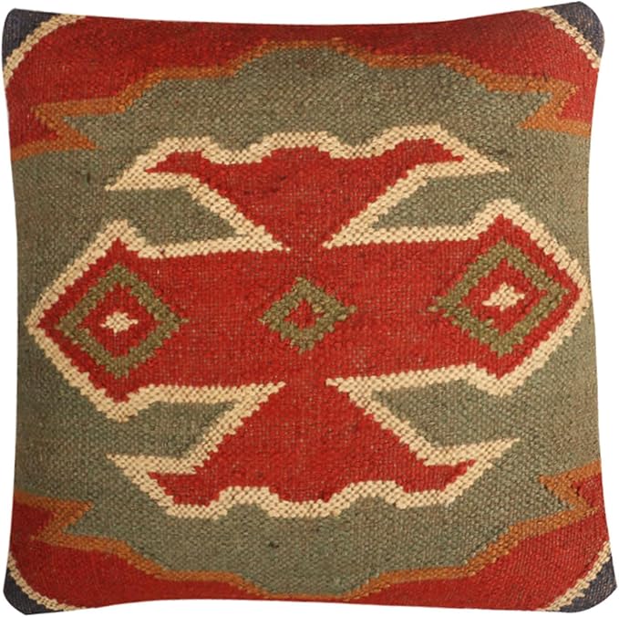 Set of 4 Wool Jute Vintage Kilim Cushion Covers,Home Decor Pillowcases Handwoven Turkish Pillow Decorative Throw Pillow Covers (Multicolor-8)