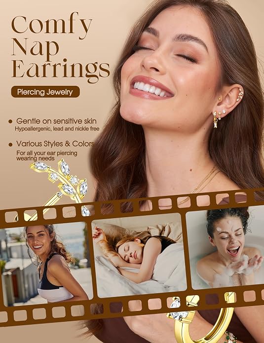 ORAZIO 16G/18G/20G Threadless Flat Back Earrings 316L Surgical Steel Cartilage Earring Stacks Flatback Push in Nose Rings Studs Hypoallergenic Tragus Helix Conch Labret Medusa Piercing Jewelry