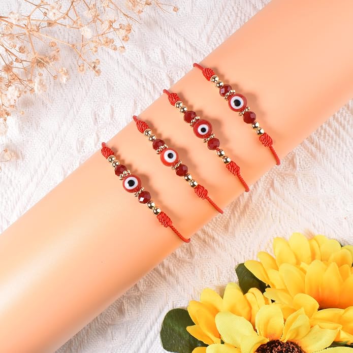Evil Eye Bracelet For Women Teen Girls Amulet Pink Protection Bracelet Good Luck Adjustable String Bracelet Anklet