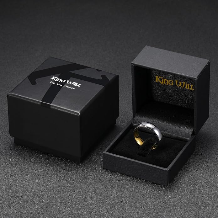 King Will Tungsten Carbide Wedding Band for Men Women Promise Rings for Couples Domed High Polish