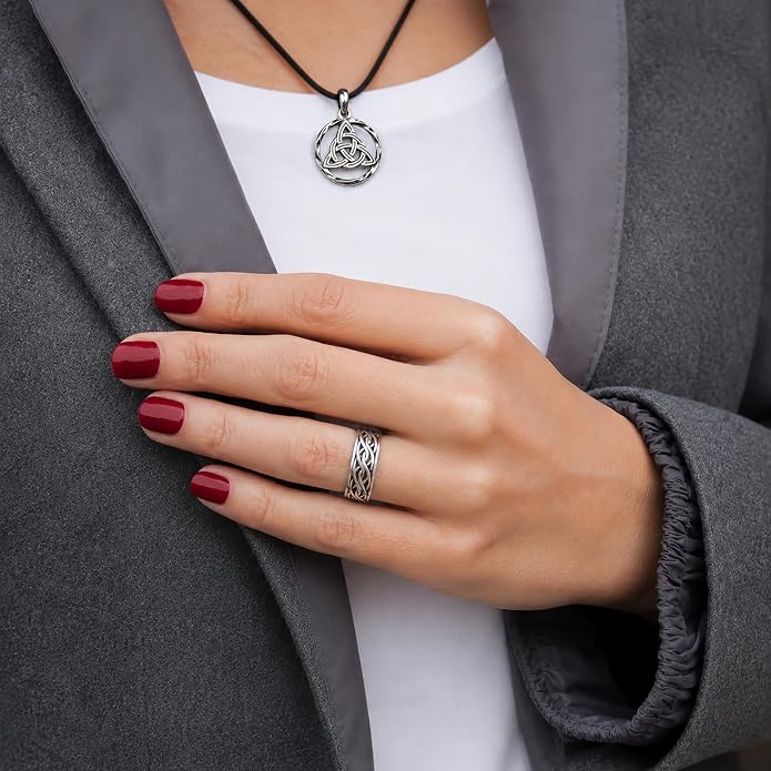Endless Irish Celtic Knot Ring - 925 Sterling Silver - Eternity Love Viking Wedding Bands - Unisex Woven Braided Rope Thumb Rings - Norse Nordic Jewelry for Men Women