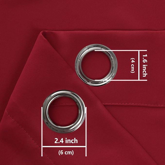 Hiasan Blackout Curtains for Bedroom - Thermal Insulated & Light Blocking Window Curtains for Living Room, 2 Drape Panels Sewn with Tiebacks, Christmas Red, 38 x 54 Inch