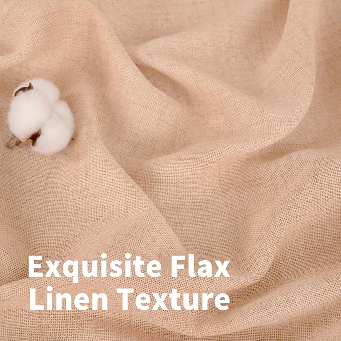 YoungsTex Peach Linen Curtains 84 Inch Length for Living Room 2 Panels | Light Filtering Drapes with Bronze Grommet for Dining Bedroom Window, 52 x 84 Inch