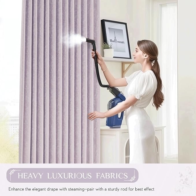 Beauoop Purple Floral Jacquard Blackout Curtains for Bedroom 52x63 2 Panels | Flower Chenille Room Darkening Drapes for Living Room 63 Inch Long Thermal Insulated Soundproof Window treatment Grommet