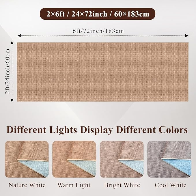 2x6 Jute Woven Runner Rug: Non Slip Backing Solid Color Easy Clean Hallways | Washable Thin Indoor Kitchen Carpet High Traffic Areas Farmhouse Home Decor Durable Textured Low Pile Accent Mats (Beige,2x6)