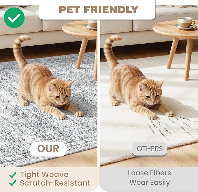 Kitchen Rugs Sets of 3, 2x3 2x4 2x5 Rug Runner,Grey | 3 Piece Washable Rug for Hallway,Entryway,Bedroom,Dining Room,Thin,Soft Runner Rug,Stain Resistant Indoor Carpet,Non Slip