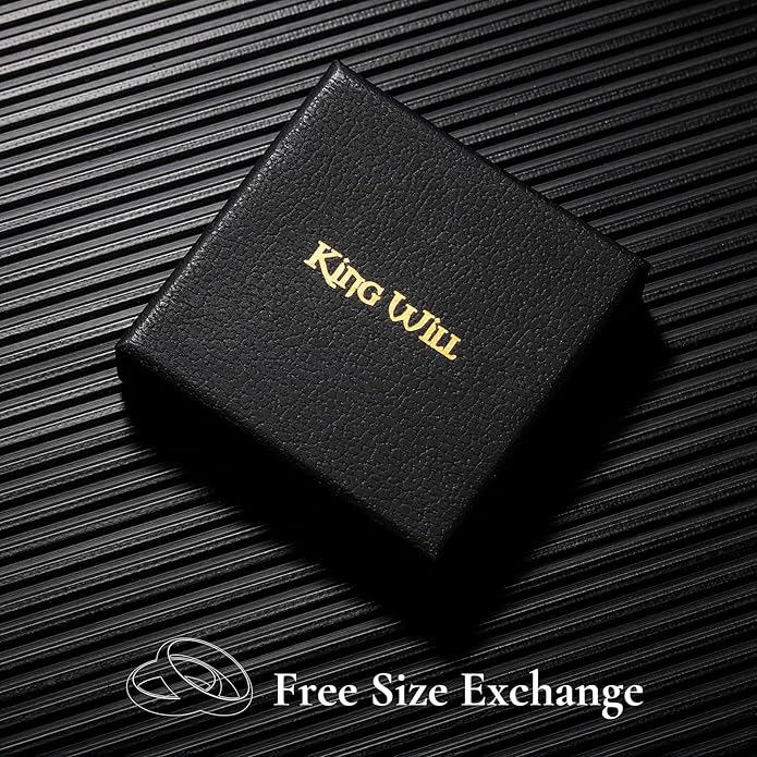 King Will 316L Stainless Steel Men's Wedding Band – 6/8 mm Dual-Tone Wedding Ring Polished Finish with Gold/Black Steel Plating, Fashionable and Durable Stainless Steel Men's Ring Size 7-14