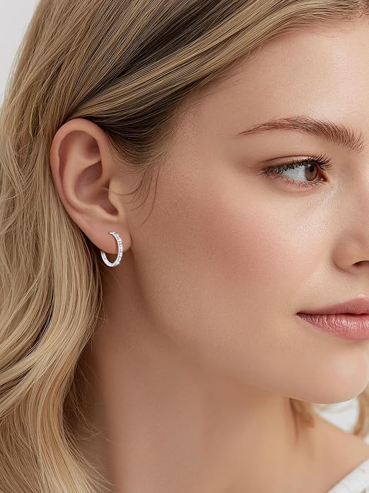 PROSTEEL Hoop Earrings for Women, Huggie Hoop with 925 Sterling Silver Post, 8/10/12/14/16/18/20mm Small Huggie Hoops, 14K Gold Plated/Silver/Black/Rose Gold Hypoallergenic Earrings Jewelry
