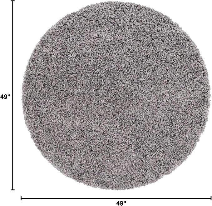 Unique Loom Solid Shag Collection Area Rug (4' 1" Round, Cloud Gray)