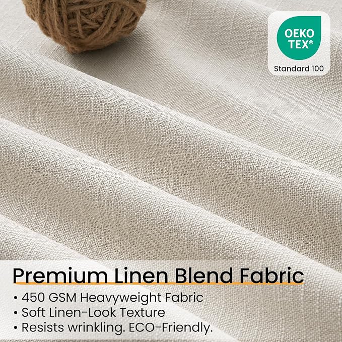 Topfinel 95 Inch Linen Blackout Curtains for Living Room Cream Beige Full Black Out Curtains Dual Layer Drapes for Bedrooms Cooling Down Energy Efficient Cream Beige 2 Panels Set 52" W*95" L