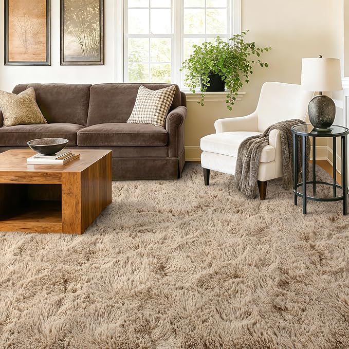 10x14 Extra Large Shaggy Area Rugs for Living Room Decor, Non-Slip Rugs for Bedroom Kids Playroom Dorm Room, High Pile Ultra Soft Carpet, Beige