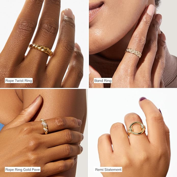 Ana Luisa Gold Rings for Women - 14K Gold Plated Rings for Women Non Tarnish - Trendy Stacking Ring for Daily Wear - Twisted, Heart, Eternity Ring Styles - Hypoallergenic & Water-Resistant Jewelry
