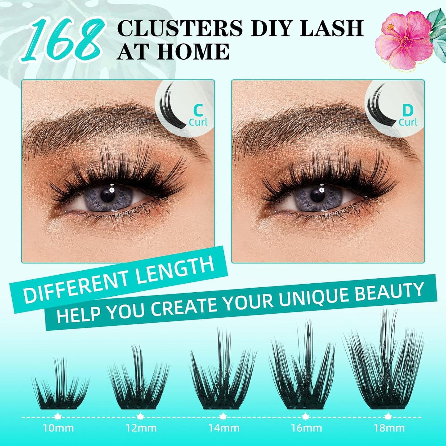 Lash Clusters Wet Look 168Pcs Eyelash Cluster Ultra-Thin Lash Band Eyelashes Extensions Spiky Anime Wide Span Lashes(Orchid,D-18mm)