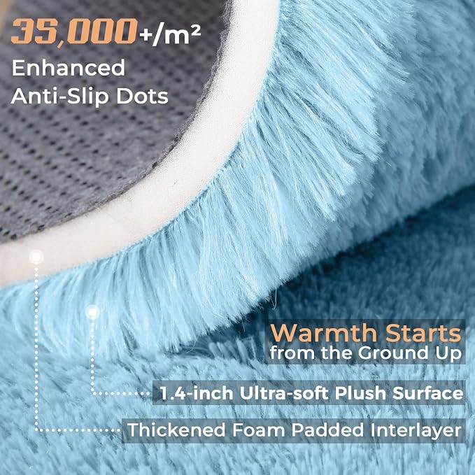OPPODREAM 5x7 Light Blue Rugs for Bedroom, Ultra-Soft Fluffy Area Rugs for Living Room, 5 x 7 Shag Carpet for Nursery, Kids, Girl, Boy, Baby, Plush, Fuzzy, Shaggy, Cute Home Decor