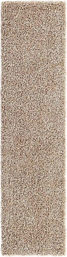 Unique Loom Solid Shag Collection Area Rug (2' 7" x 10' Runner, Taupe)