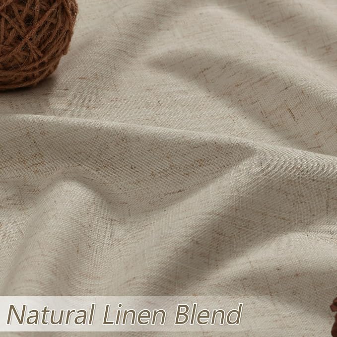 Extra Long 100% Blackout Linen Curtains for Bedroom 120 inches Long 10 FT, Thermal Insulated Room Darkening Black Out Window Drapes for Living Room, Back Tab Rod Pocket 2 Panels,Stone Beige,52x120