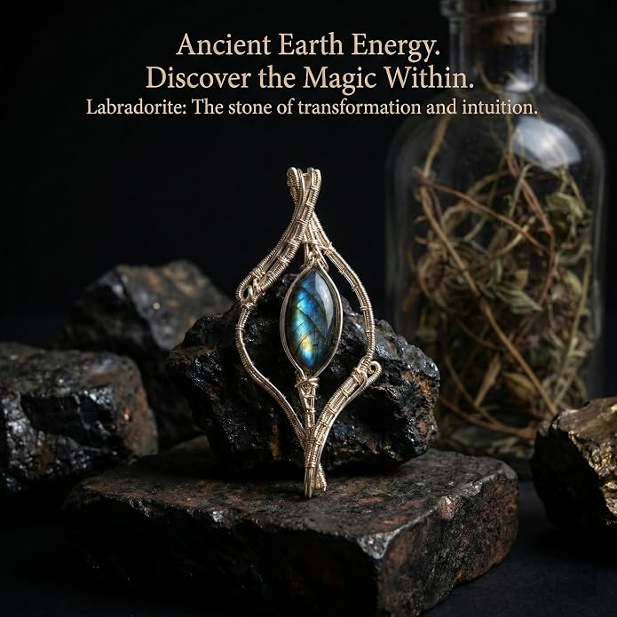 Natural Faceted Labradorite Pendant Necklace – Unique Stone of Magic & Transformation, Iridescent Flash Gemstone Jewelry, Handmade Healing Crystal Gift for Women, Birthday, Anniversary, Spiritual Awakening & Intuition