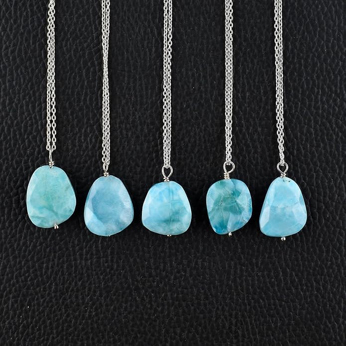 Raw Gemstone Dainty Pendant Necklace for Women, Trendy Healing Chakra Crystal, Birthstone Handmade 925 Sterling Silver Adjustable 18 inch Chain Jewelry, Birthday Gifts