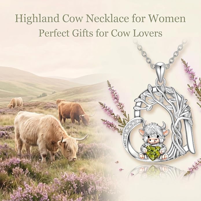 PELOVNY Teddy Bear Necklace for Women 925 Sterling Silver Bear/Highland Cow/Fox/Cat/Axolotl Birthstone Necklace Christmas Birthday Jewelry Gifts for Mom Daughter Wife Sister