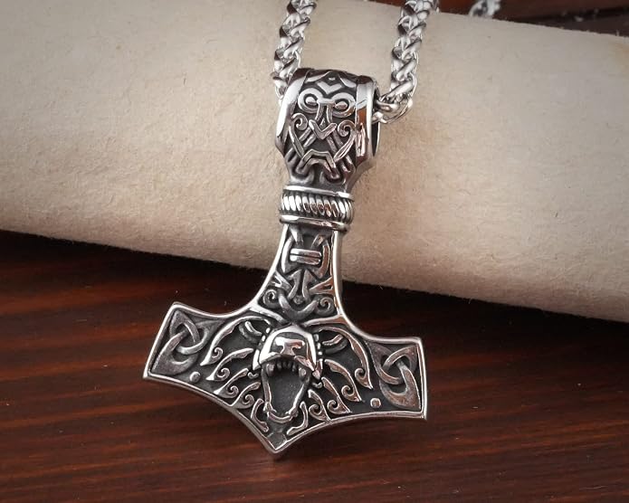 Baldur Jewelry - Thors Hammer Necklace Pendant Mjölnir - Viking Norse Thor Hammer Pendant Viking Jewelry - Thor Necklace - Thor Gifts for Men - Viking Necklace for Men