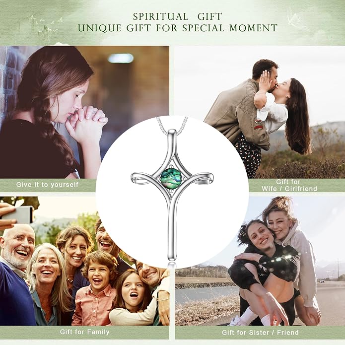 TOUPOP Cross Necklace for Women 925 Sterling Silver Birthstone Cross Pendant Fine Jewelry Anniversary Birthday Mothers Day Gifts for Mom Wife Her